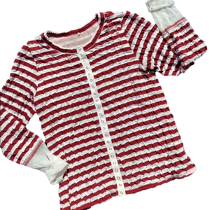 PETE red/white stripe LS Top Sz S